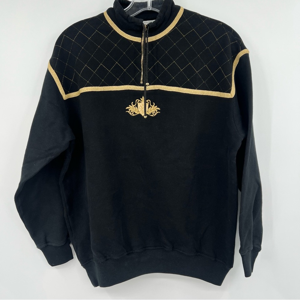St John Sport‎ vintage quart zip sweatshirt black and gold S